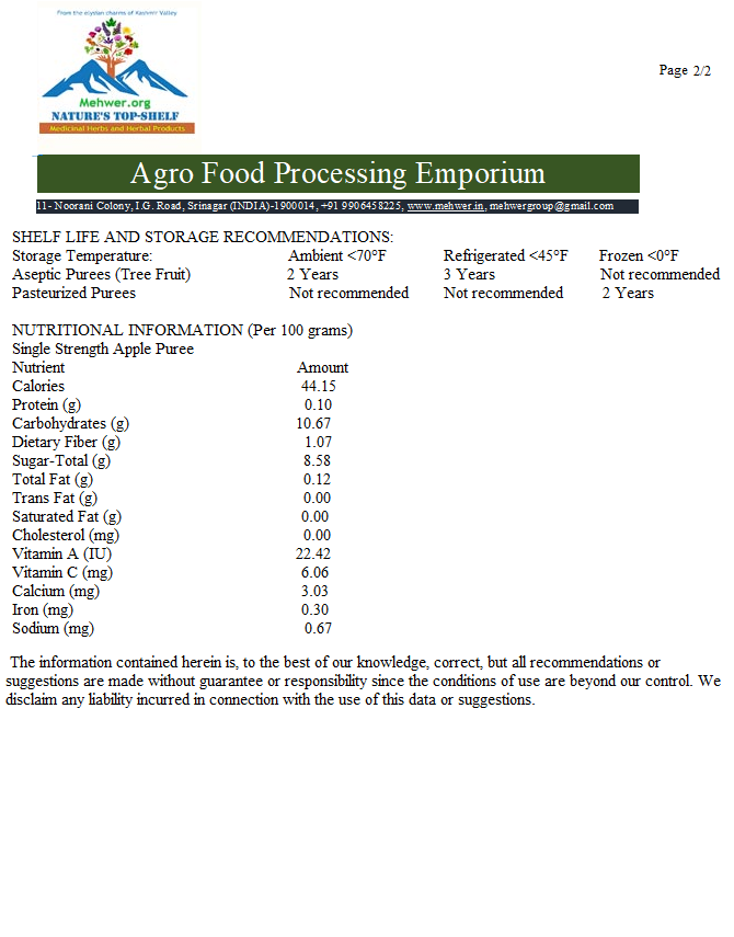 Pro-Data Sheet -Apple Puree-P2